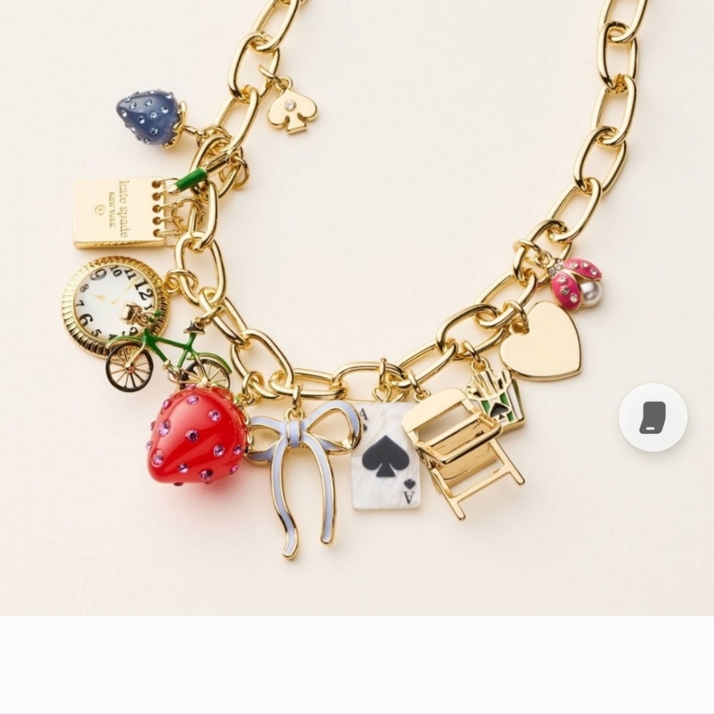 NWT Kate Spade New York x Target Gold Chunky Charm Statement Necklace